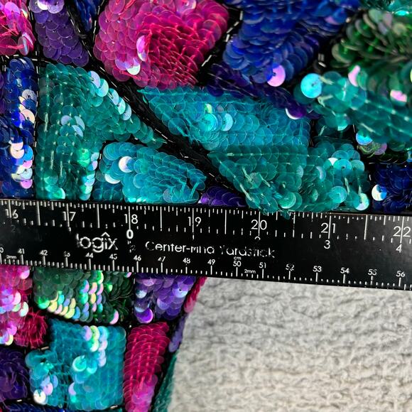 Vtg Stenay Sequin Jacket Large Retro Disco Glam Holiday Colorblock Allover - Picture 10 of 12